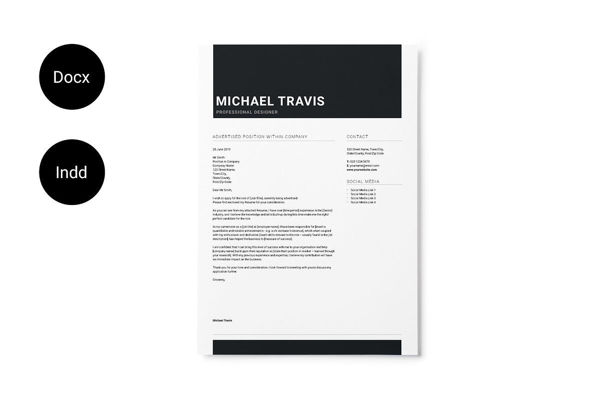 Black Minimal Resume in Letter Templates - product preview 8