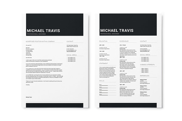 Black Minimal Resume in Letter Templates - product preview 1