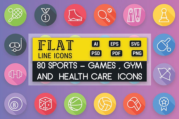 Sports, Games & Fitness Flat Icons in Icons - product preview 2