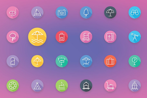 Travel and Tourism Flat Line Icons in Icons - product preview 5