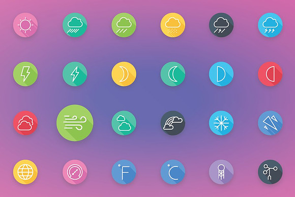 Weather and Forecast Flat Line Icons in Icons - product preview 3