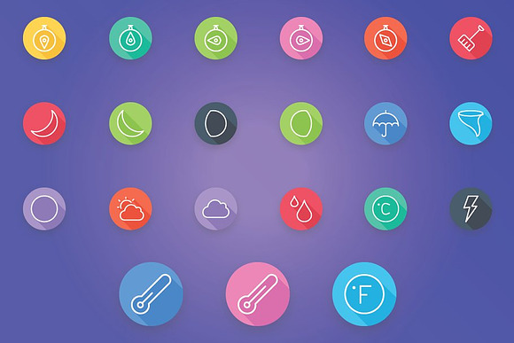 Weather and Forecast Flat Line Icons in Icons - product preview 4