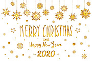 gold Merry Christmas Happy New 2020