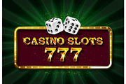 Casino sign with golden dices