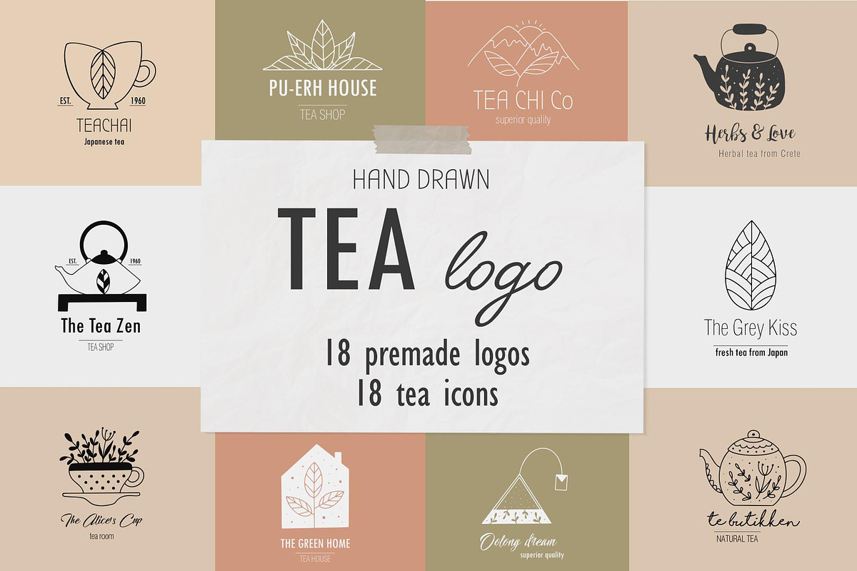 Tea logo set in Logo Templates - product preview 8