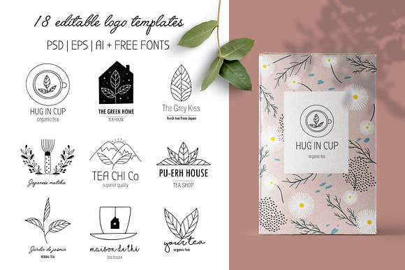 Tea logo set in Logo Templates - product preview 3