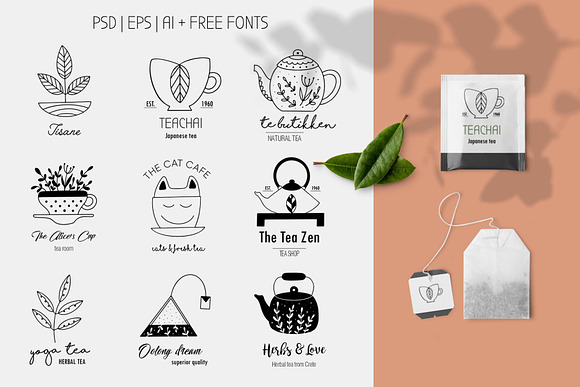 Tea logo set in Logo Templates - product preview 4