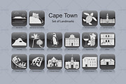 Cape Town landmark icons (16x)