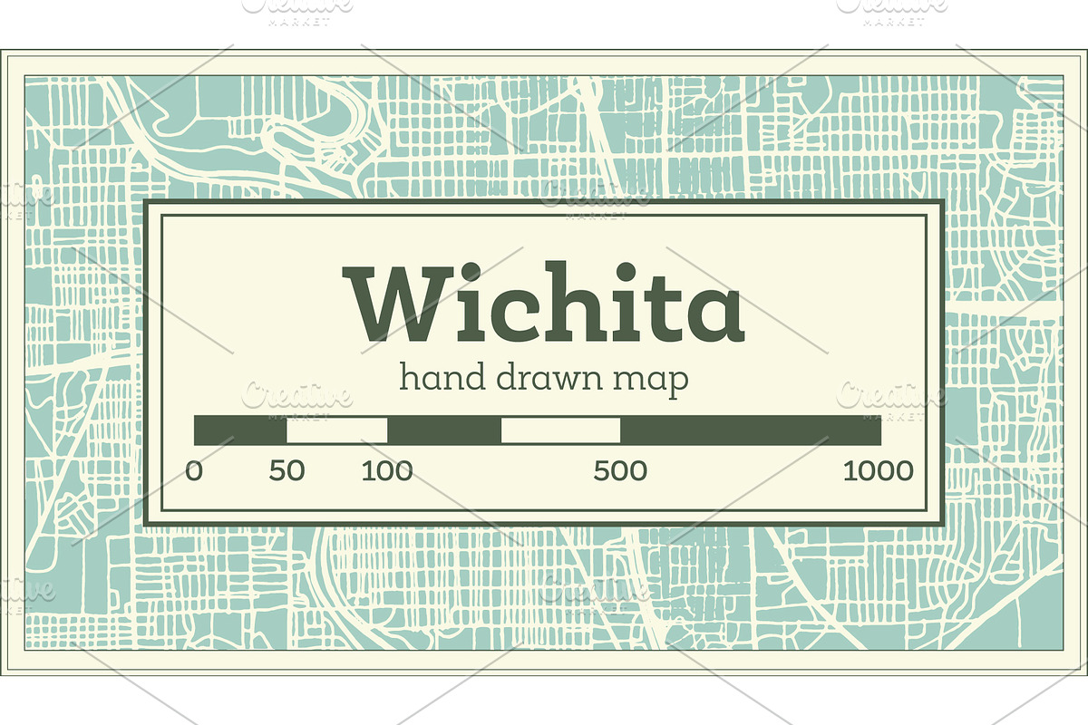 Wichita Kansas USA City Map in Retro in Illustrations - product preview 8
