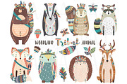 Cute Woodland Tribal Animal Set