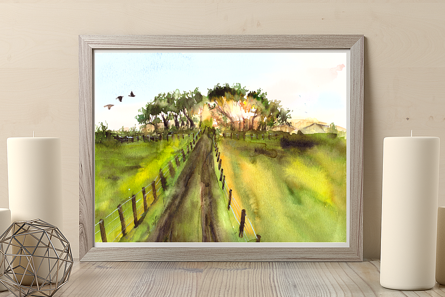 In the country - Watercolor Print in Illustrations - product preview 8