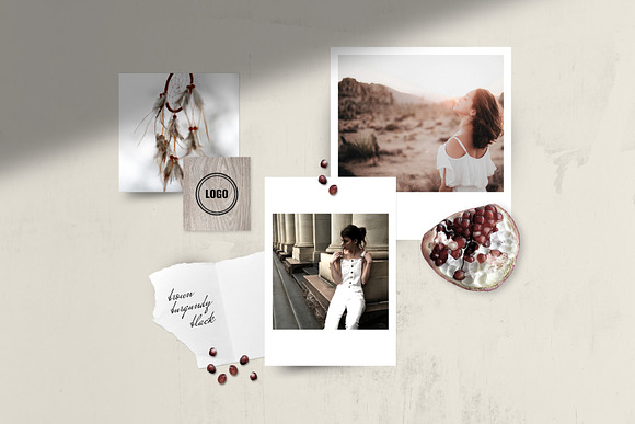 Realistic Mood Board Mockup -Vintage in Branding Mockups - product preview 3