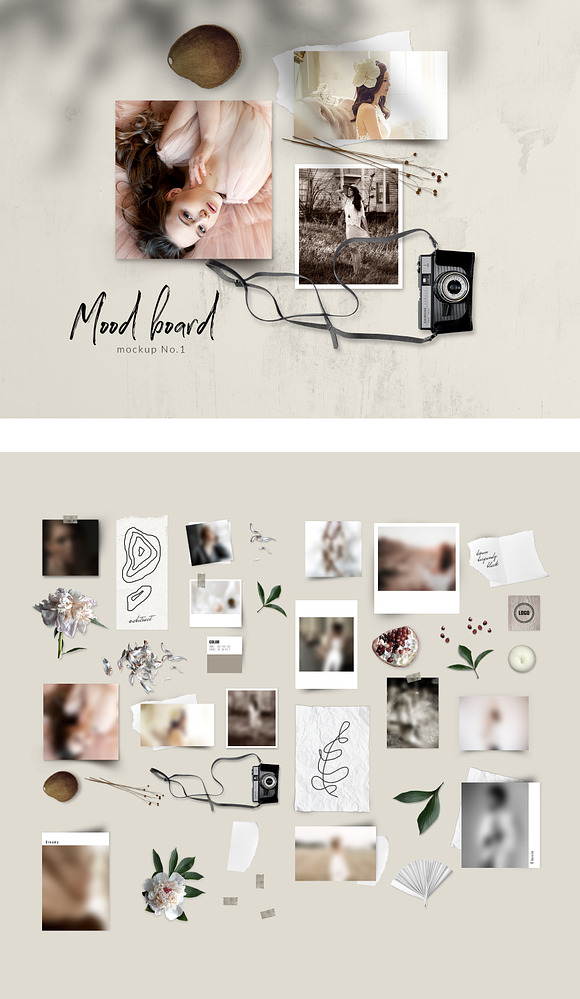 Realistic Mood Board Mockup -Vintage in Branding Mockups - product preview 7