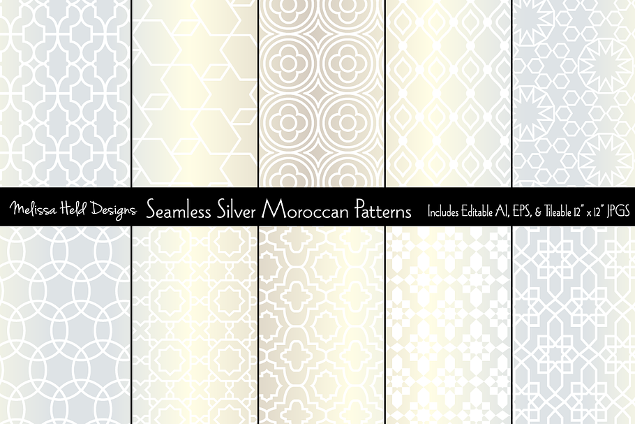 Silver Seamless Moroccan Patterns