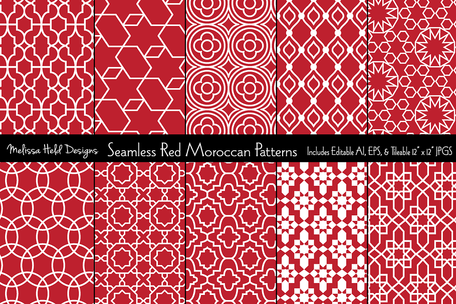 Seamless Red Moroccan Patterns