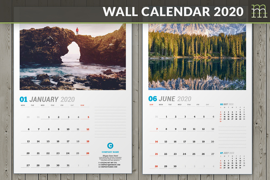 Wall Calendar 2020 (WC031-20) in Stationery Templates - product preview 8
