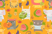 Vector seamless pattern with cartoon