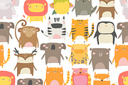 Vector seamless pattern with cute