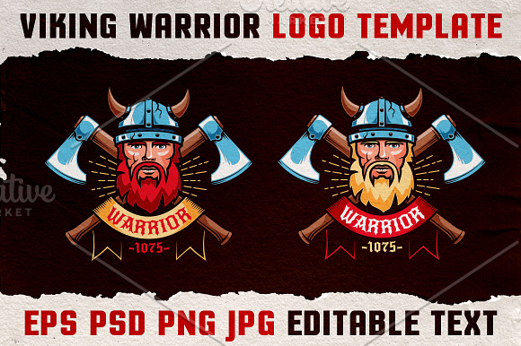 Viking Warrior Logo Colored Template in Logo Templates - product preview 1
