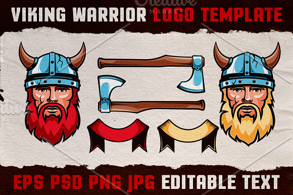 Viking Warrior Logo Colored Template in Logo Templates - product preview 2
