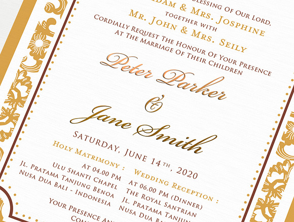 GOLDEN WEDDING INVITATION SUITES in Wedding Templates - product preview 4