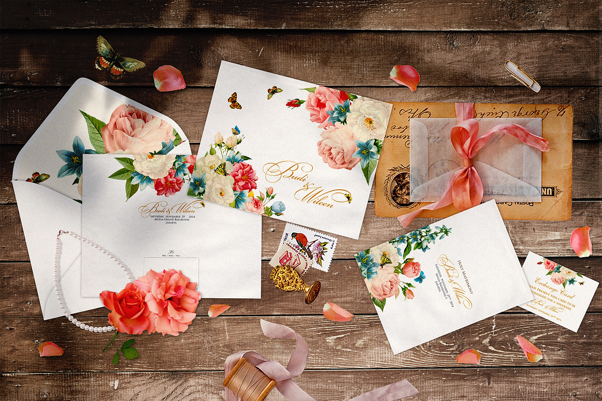 FLOWER WEDDING INVITATION SUITES in Wedding Templates - product preview 8