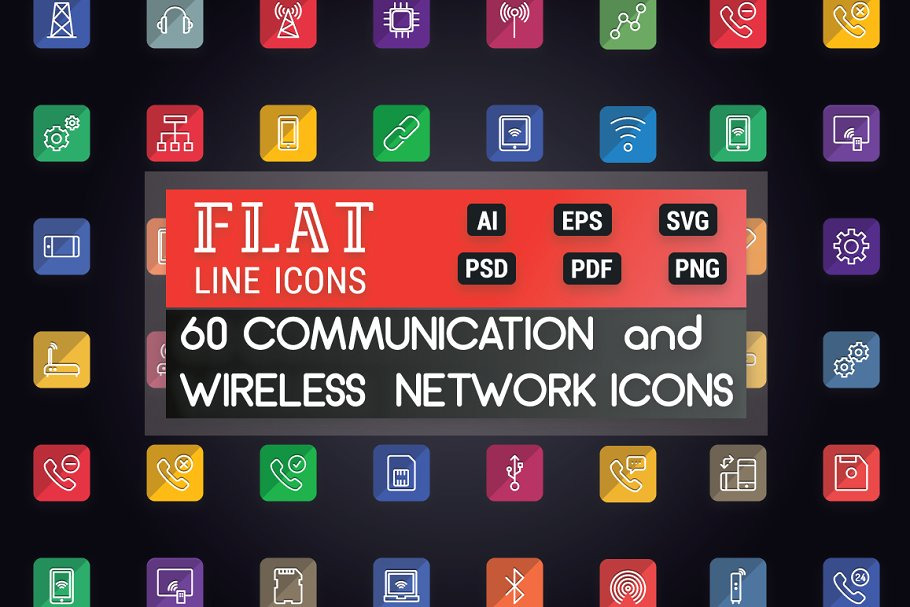 Network and Communication Flat Icons