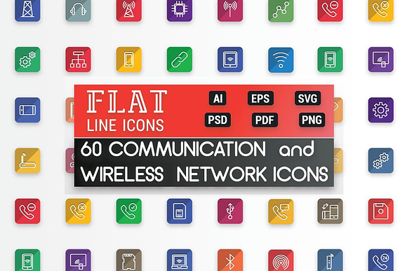 Network and Communication Flat Icons in Icons - product preview 1