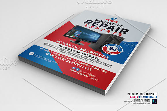 Computer Service Center Flyer in Flyer Templates - product preview 1