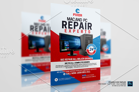 Computer Service Center Flyer in Flyer Templates - product preview 2