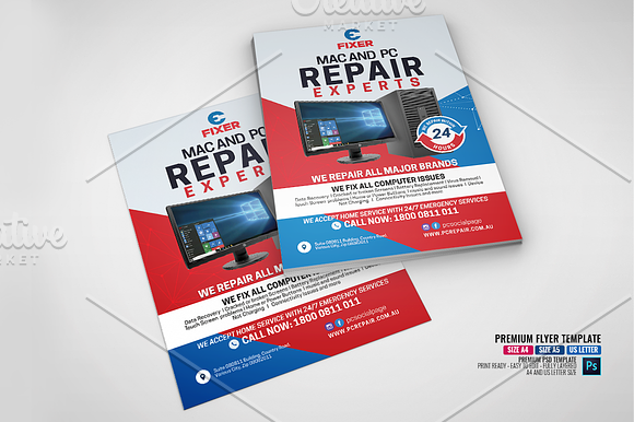 Computer Service Center Flyer in Flyer Templates - product preview 3