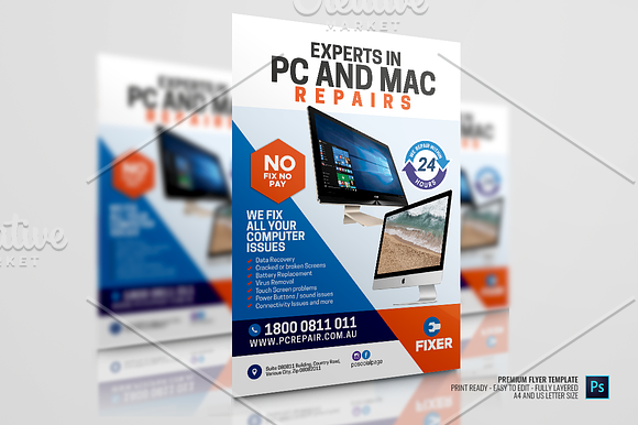 Computer and Laptop Repair Flyer in Flyer Templates - product preview 2