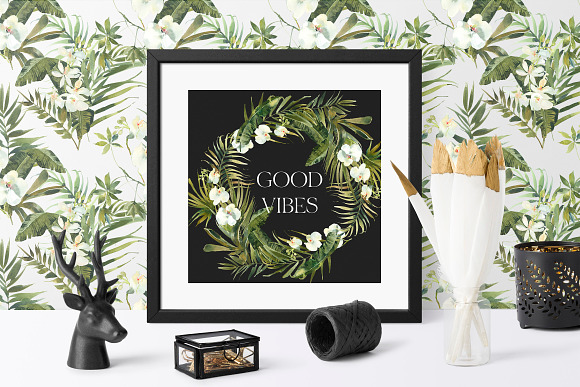 White Orchid Tropic Clipart & Shadow in Illustrations - product preview 10