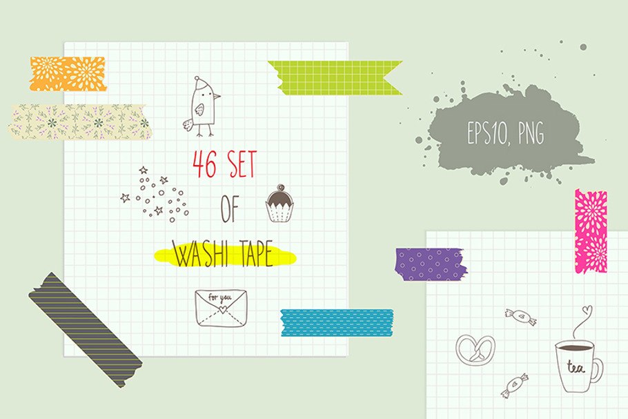 Washi Tape Clipart & Vectors Set in Illustrations - product preview 8