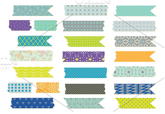 Washi Tape Clipart & Vectors Set in Illustrations - product preview 1
