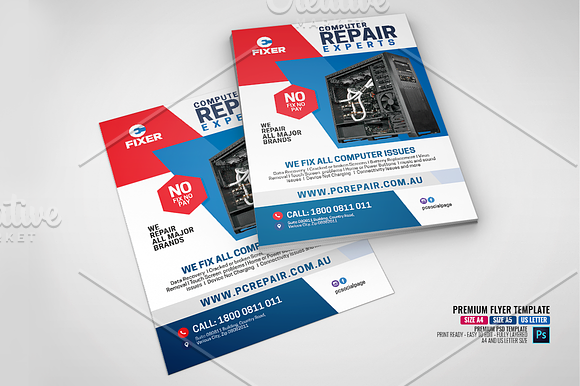 Macbook and PC Repair Flyer in Flyer Templates - product preview 1