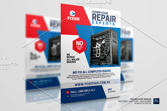 Macbook and PC Repair Flyer in Flyer Templates - product preview 2