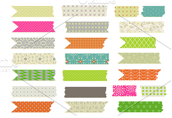 Washi Tape Clipart & Vectors Set in Illustrations - product preview 2