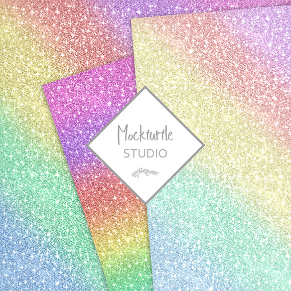 Rainbow Glitter Ombre digital paper in Textures - product preview 2