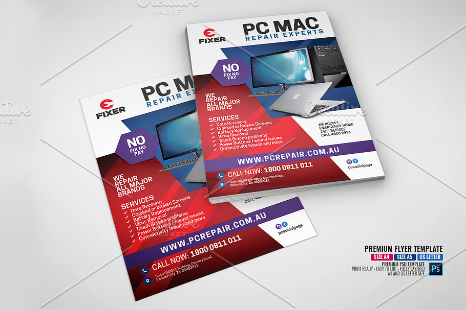 Computer Repair Experts Flyer in Flyer Templates - product preview 8