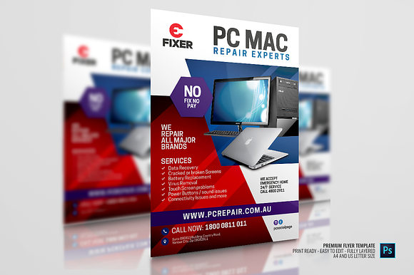 Computer Repair Experts Flyer in Flyer Templates - product preview 2