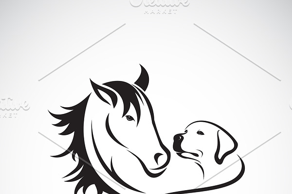 Vector of horse and dog(Labrador).