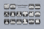 Copenhagen landmark icons (16x)