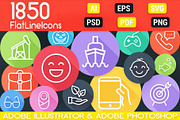 1800+ Flat Icons - Line Icons Pack