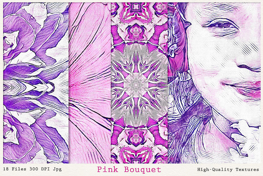 Pink Bouquet Bright Art Textures in Textures - product preview 8