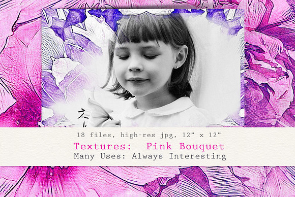 Pink Bouquet Bright Art Textures in Textures - product preview 3
