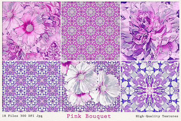 Pink Bouquet Bright Art Textures in Textures - product preview 7