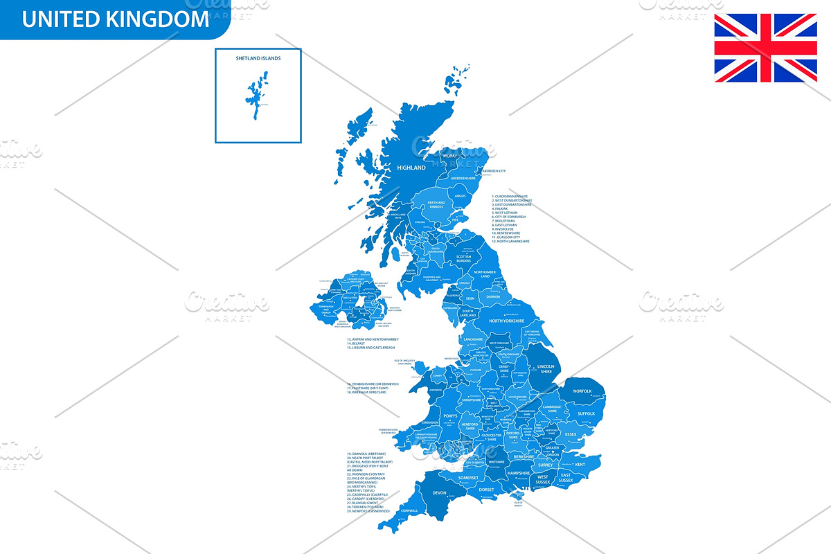 Detailed map of Great Britain in Illustrations - product preview 8