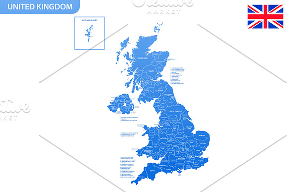 Detailed map of Great Britain in Illustrations - product preview 2