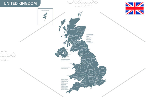 Detailed map of Great Britain in Illustrations - product preview 3